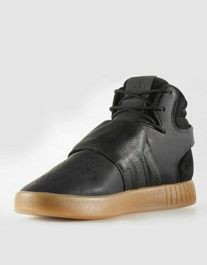 ADIDAS Black Leather Tubular Invader Strap Trainers BY3630 â Allurings.co.uk