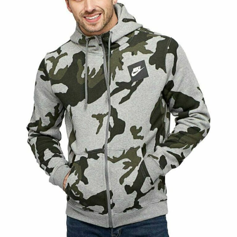 Nike AOP Club Camo Hoody Fleece Sports tracksuit top Grey â Allurings.co.uk